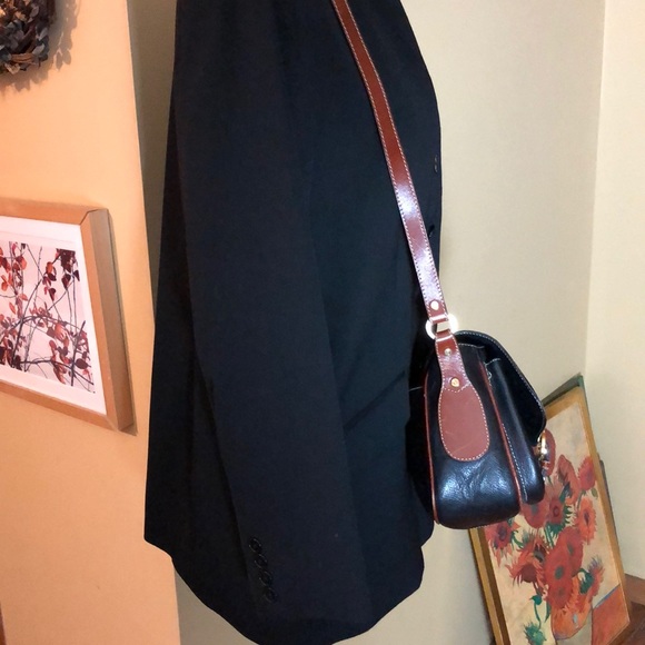 Vintage BALLY Cross-Body 2-Tone Weave Leather Black & Brown Elegant Luxe $548 - Picture 5 of 16